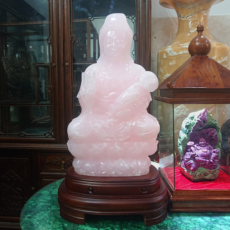 Phật bà quan âm onyx hồng 55cm